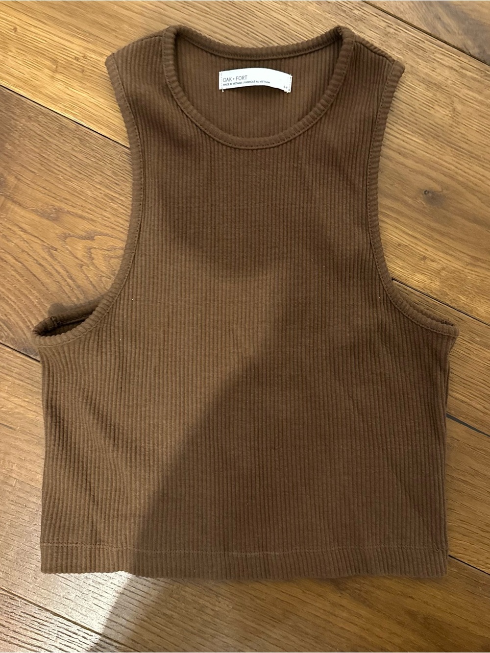 OAK + FORT Chocolate Brown Ribbed Crop Tank